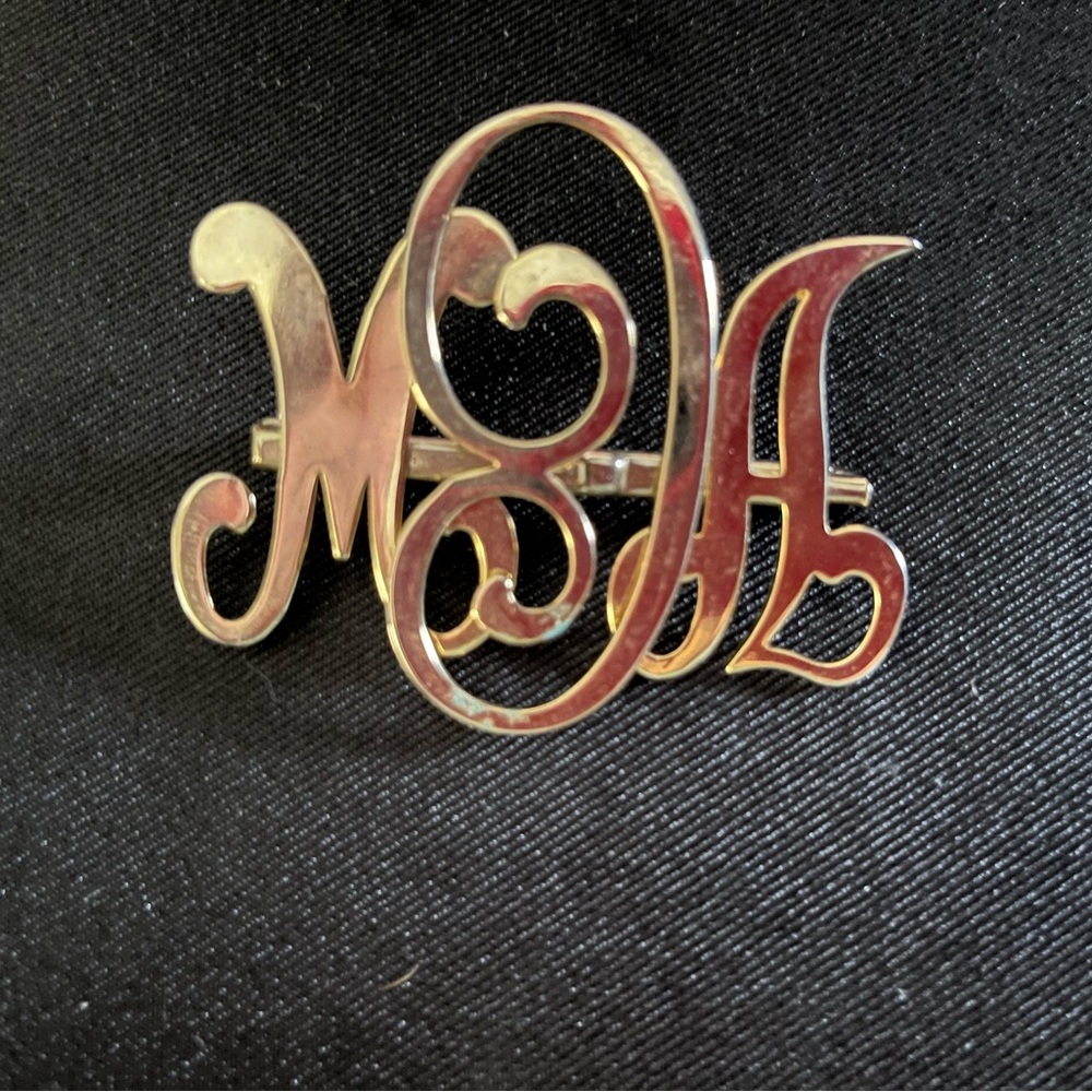 Elegant Gold Monogram Brooch